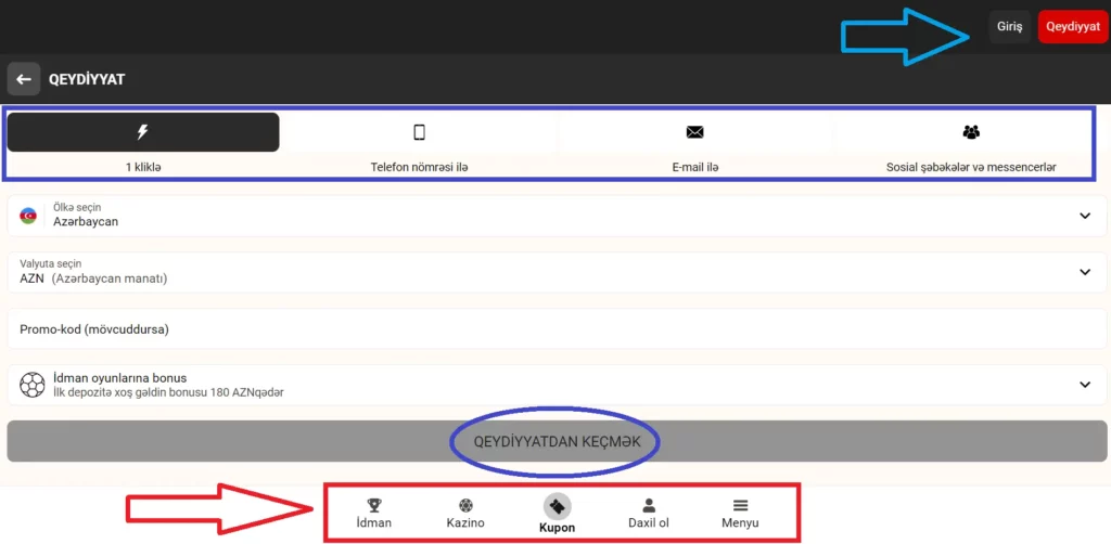 Mobil Proqram/Mobil Vebsayt vasitəsilə Qeydiyyat və Giriş