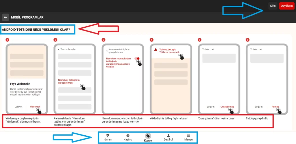Android-də Yohoho.Bet APK-nı necə yükləmək və quraşdırmaq olar