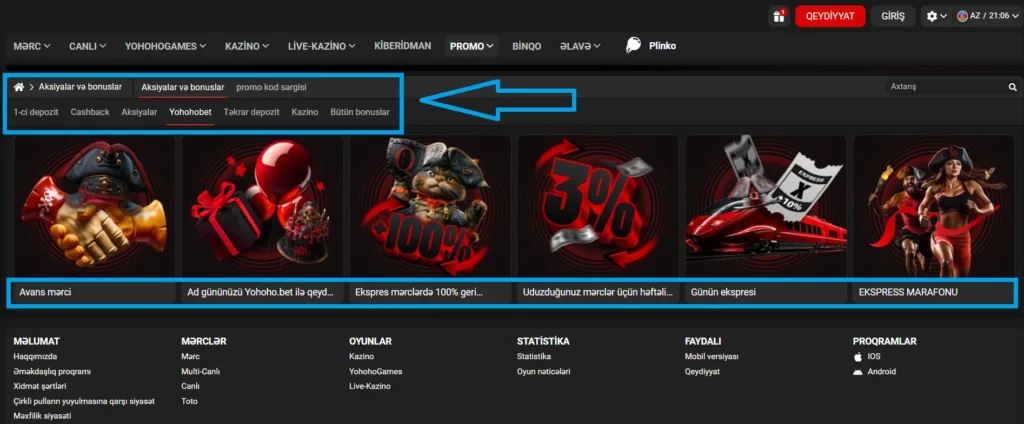 Mövcud Müştərilər üçün Yohoho.Bet Bonusları